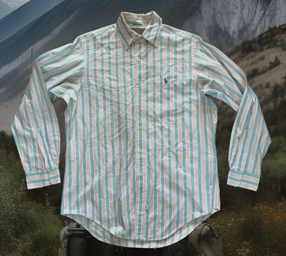 VTG Polo Ralph Lauren Shirt Mens 15.5-34 *COTTON CANDY STRIPED* Large